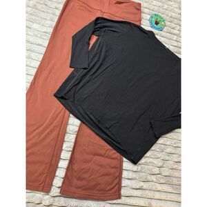 Lululemon 12 Groove High Rise Flared Pant Copper Nulu & Back In Action Black Top